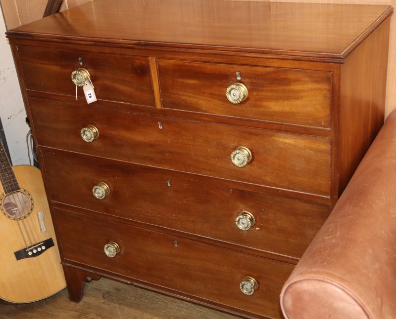 A Regency mahogany five drawer chest, W.108cm, D.51cm, H.108cm